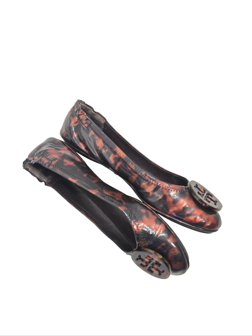 Tory Burch Tortoiseshell Ballet Flats Brown Black Size 8 - Picture 8 of 13
